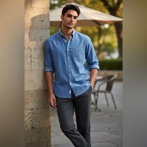 Ralph Lauren Casual Cotton Blue Button Down Shirt size M